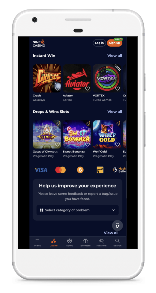 nine casino app download